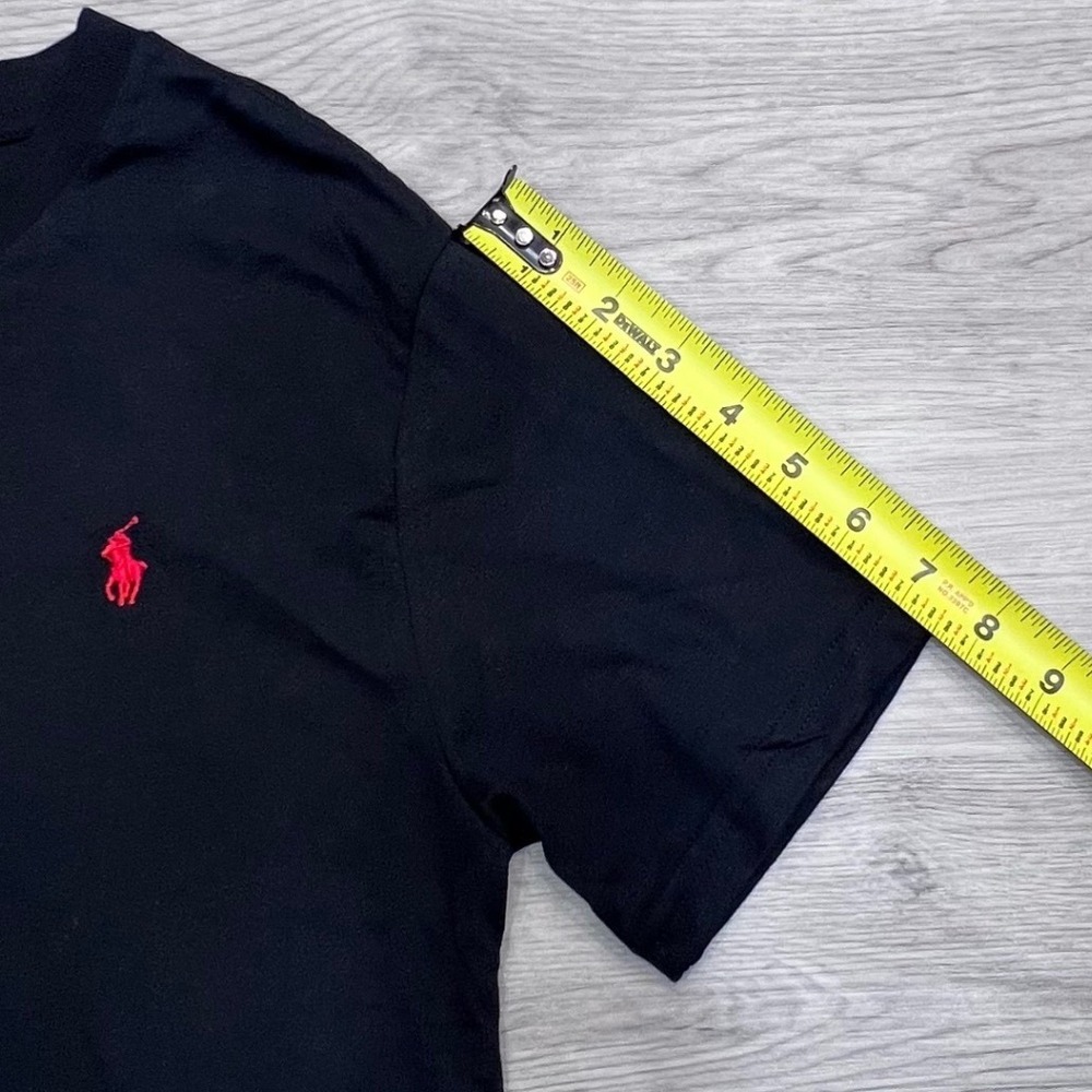 Polo Ralph Lauren Womens Black V-Neck Short Sleeve T-Shirt Red Pony Logo Size M - Picture 15 of 16